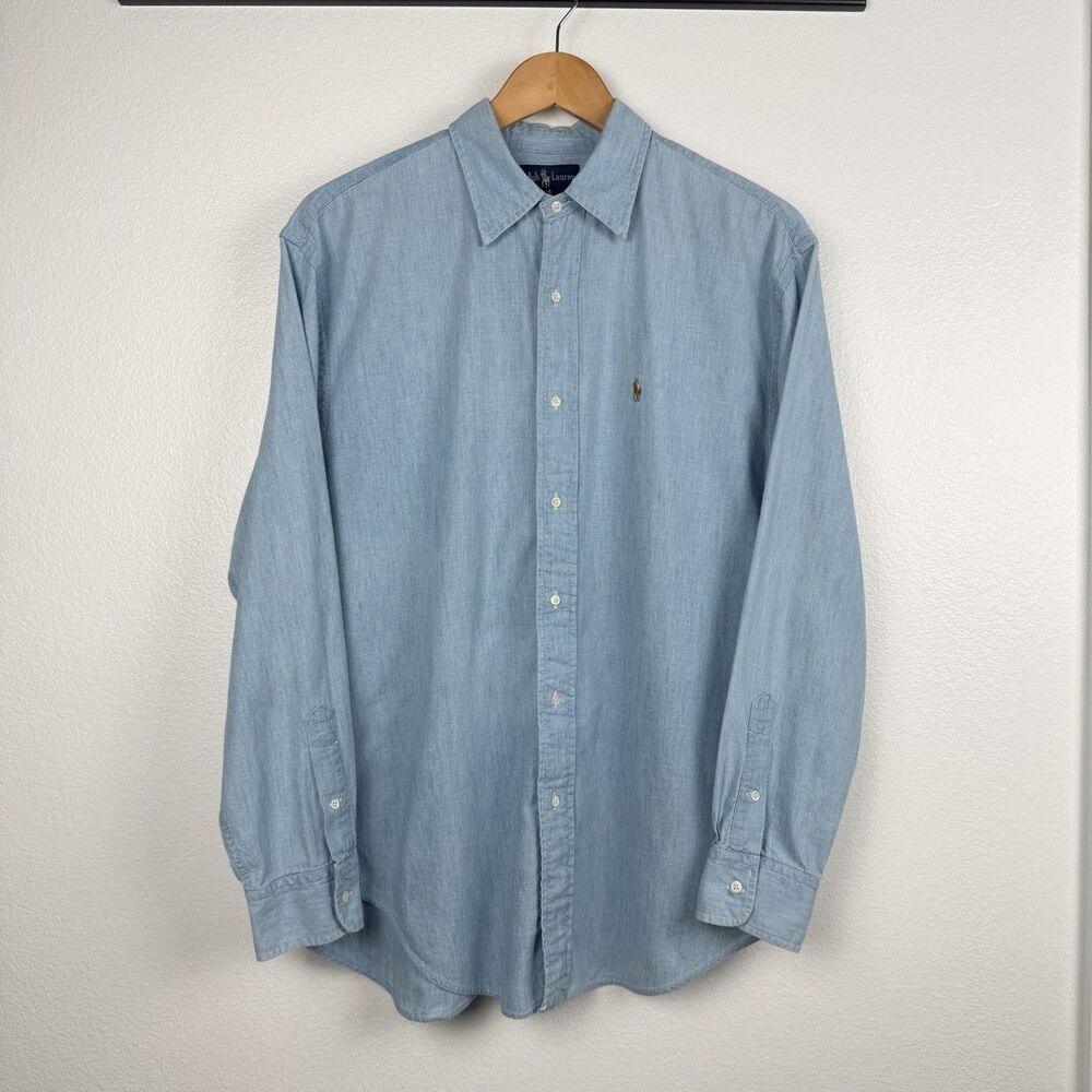 Vintage Ralph Lauren Chambray Button-Down Shirt Men’s Size 14 (M)